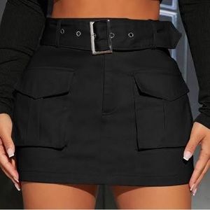 Black Miniskirt with Faux Pocket Detailing